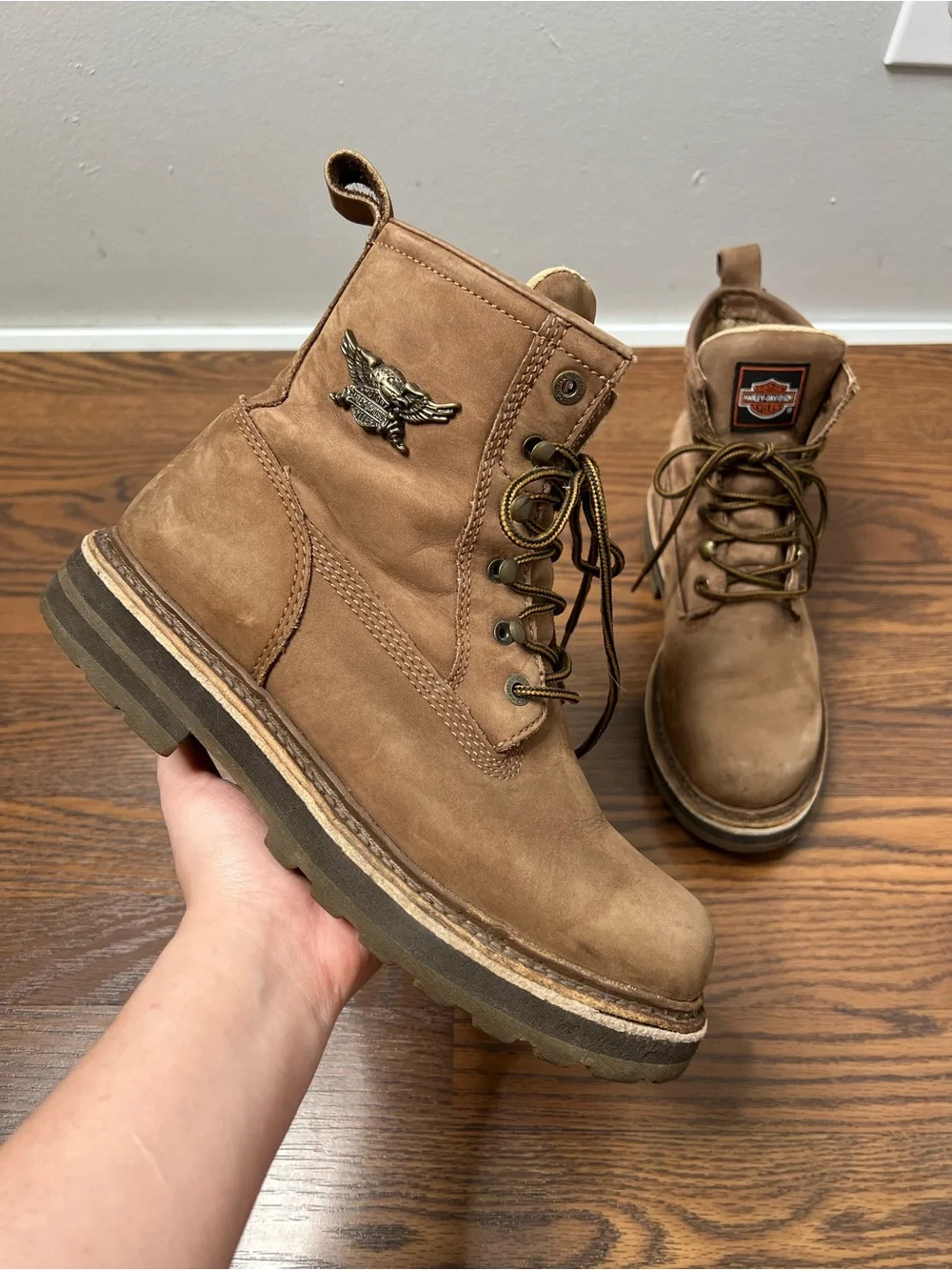 Harley-Davidson Leather Combat boots with a winged emblem detail size Men’s 8.5